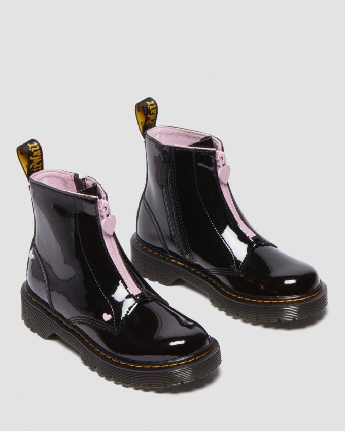 Junior Heart Nappa Patent Leather Pull-on Boots Junior Heart Nappa Patent Leather Pull-on Boots
