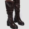 Kasey Kinsley Leather Knee High Heeled Boots Kasey Kinsley Leather Knee High Heeled Boots