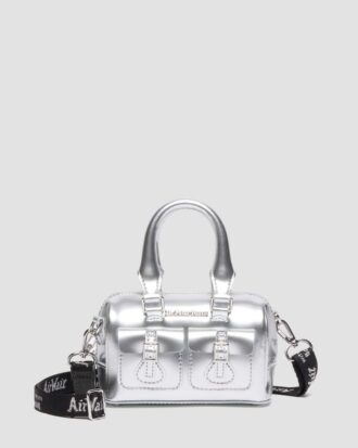 Mini Top Handle Bag Silver Patent Leather Bag