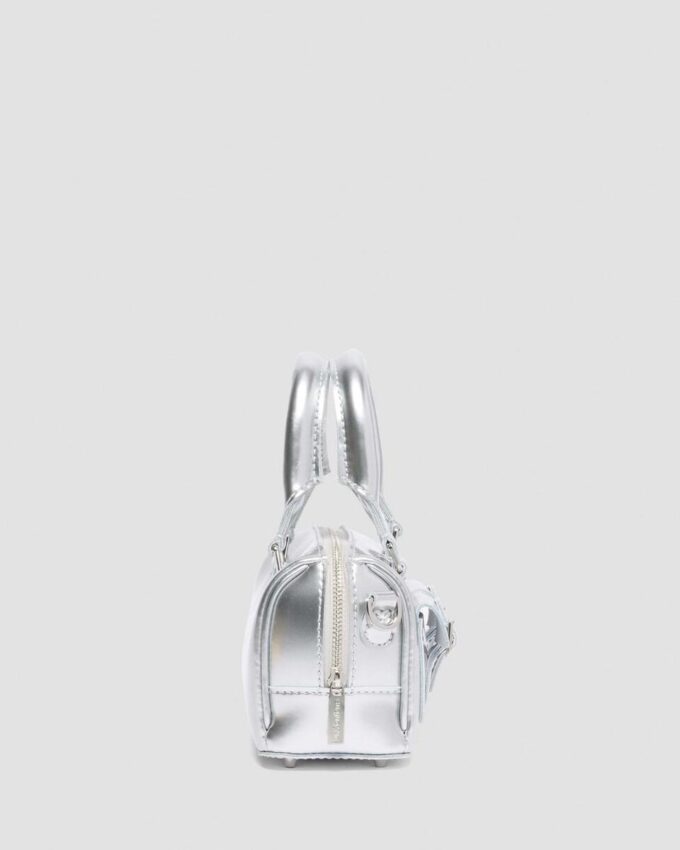 Mini Top Handle Bag Silver Patent Leather Bag Mini Top Handle Bag Silver Patent Leather Bag