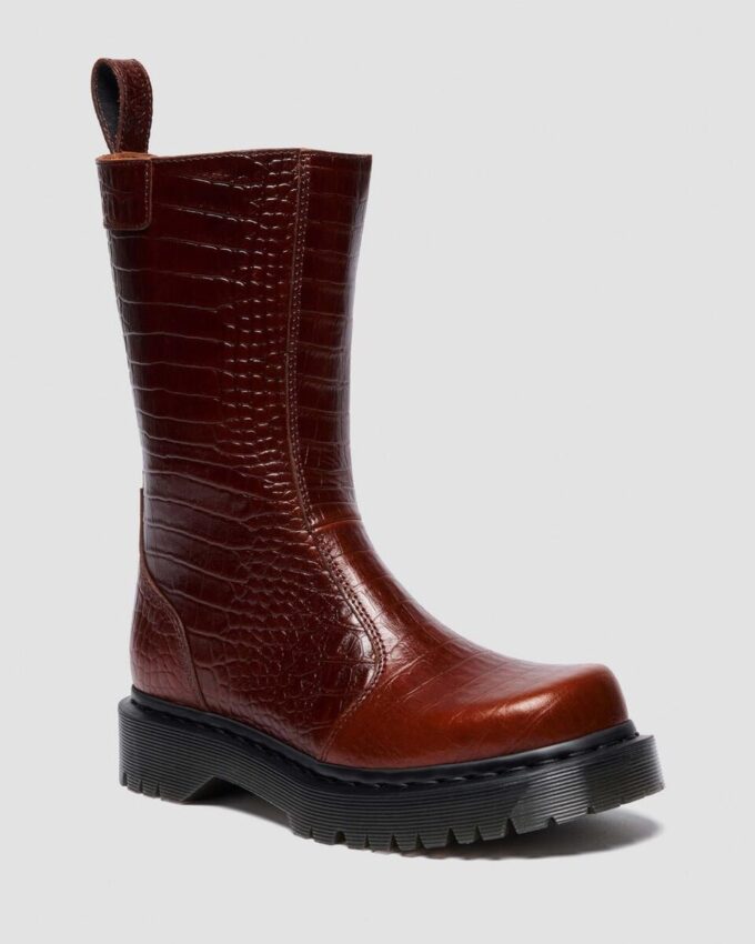 REJENA Croc Emboss Leather Boots REJENA Croc Emboss Leather Boots
