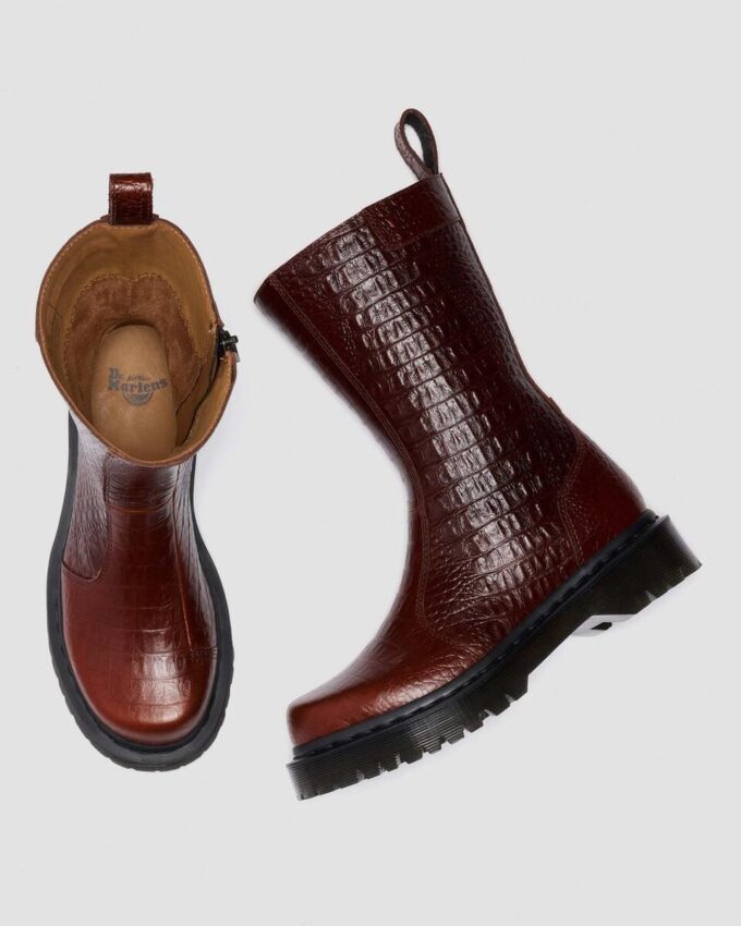 REJENA Croc Emboss Leather Boots REJENA Croc Emboss Leather Boots