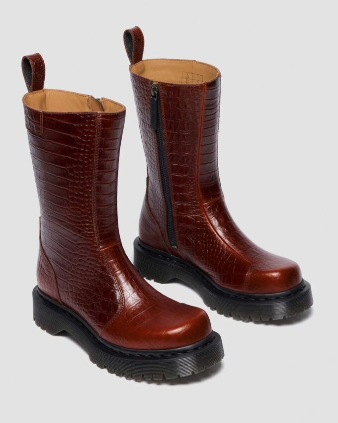 REJENA Croc Emboss Leather Boots REJENA Croc Emboss Leather Boots