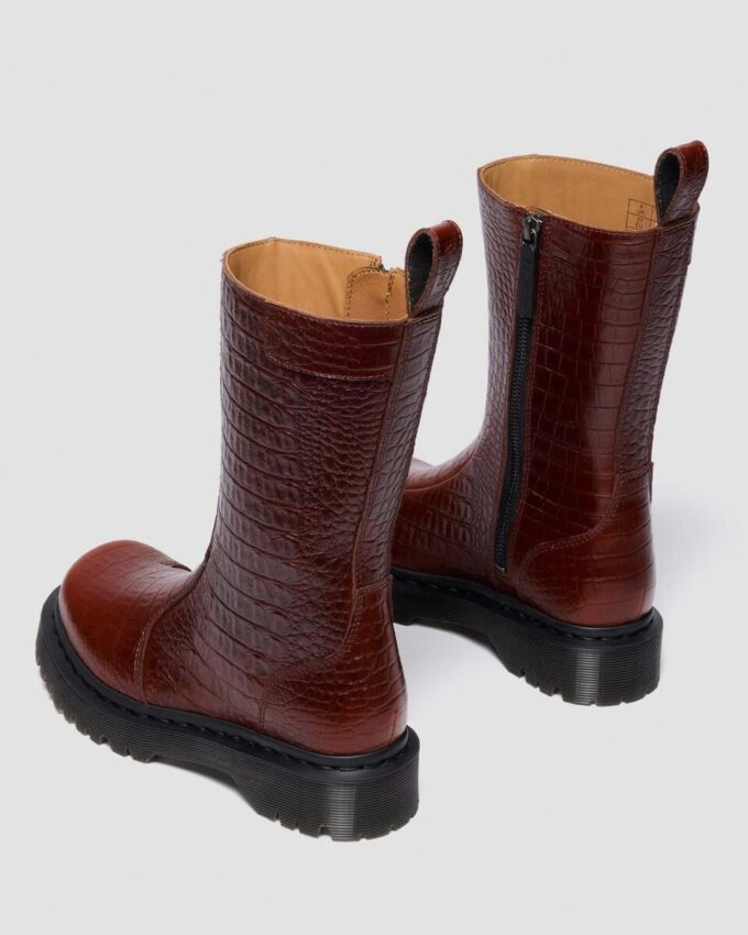 REJENA Croc Emboss Leather Boots REJENA Croc Emboss Leather Boots