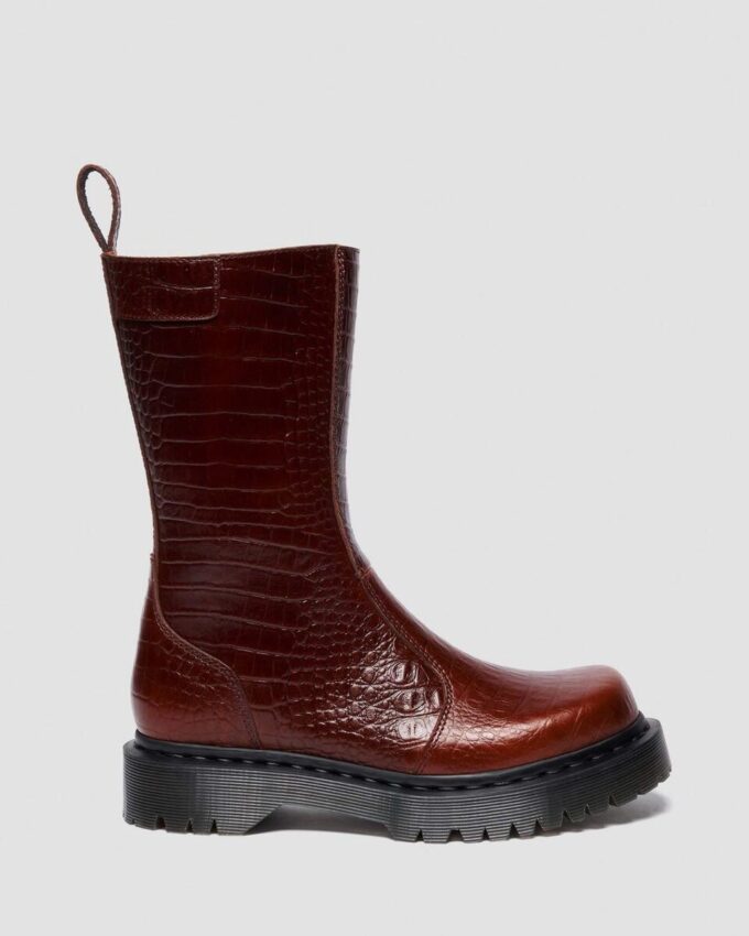REJENA Croc Emboss Leather Boots REJENA Croc Emboss Leather Boots