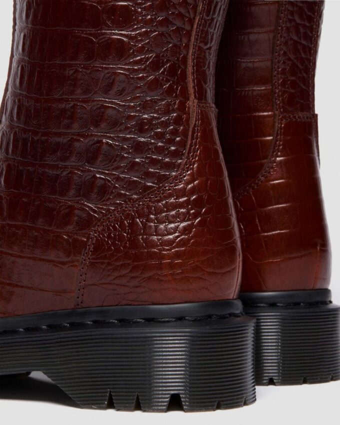 REJENA Croc Emboss Leather Boots REJENA Croc Emboss Leather Boots