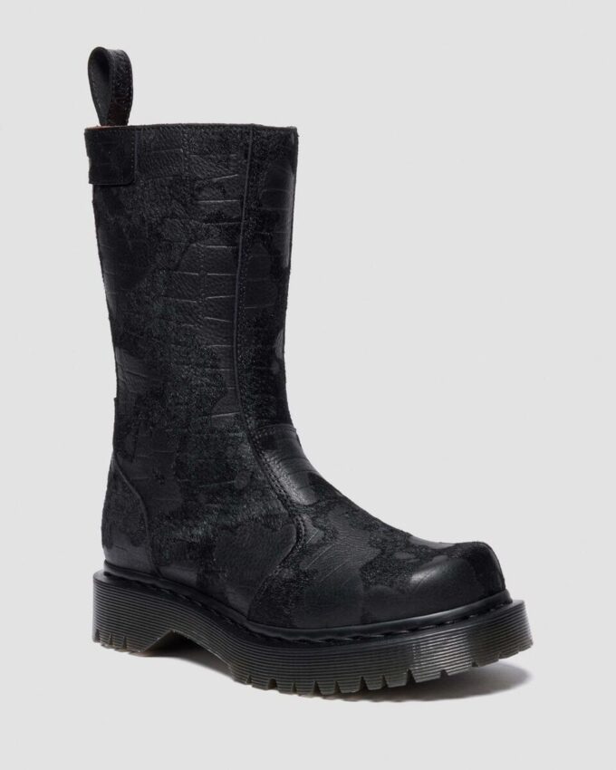 REJENA Hair On Croc Emboss Leather Boots REJENA Hair On Croc Emboss Leather Boots