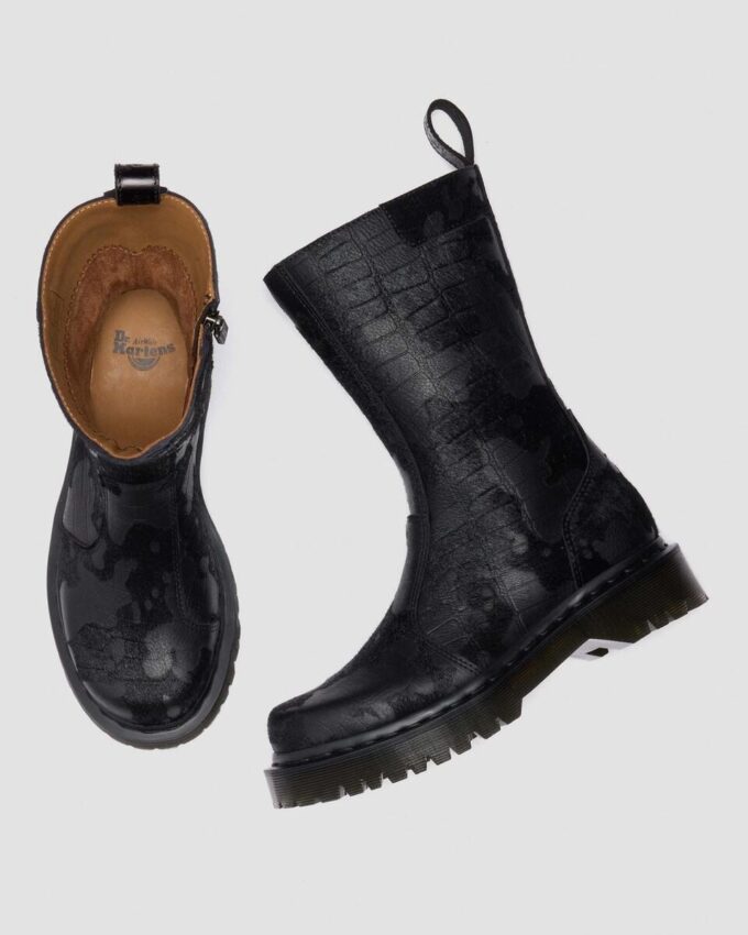 REJENA Hair On Croc Emboss Leather Boots REJENA Hair On Croc Emboss Leather Boots