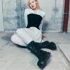 REJENA Hair On Croc Emboss Leather Boots REJENA Hair On Croc Emboss Leather Boots