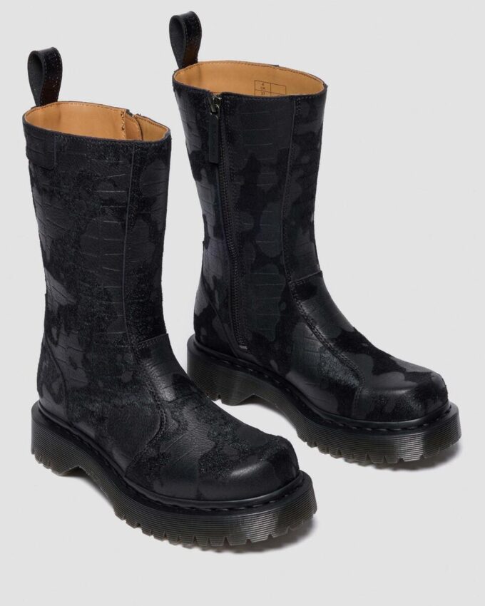 REJENA Hair On Croc Emboss Leather Boots REJENA Hair On Croc Emboss Leather Boots