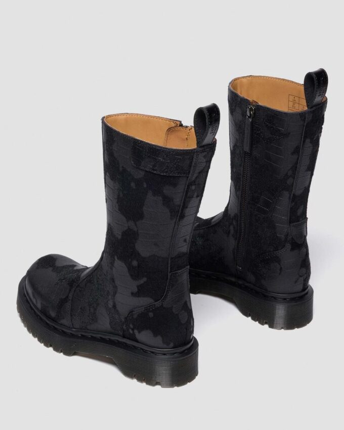 REJENA Hair On Croc Emboss Leather Boots REJENA Hair On Croc Emboss Leather Boots