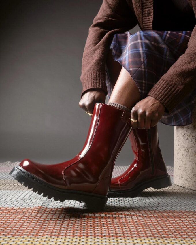 Rejena Lacquered Leather Boots Rejena Lacquered Leather Boots