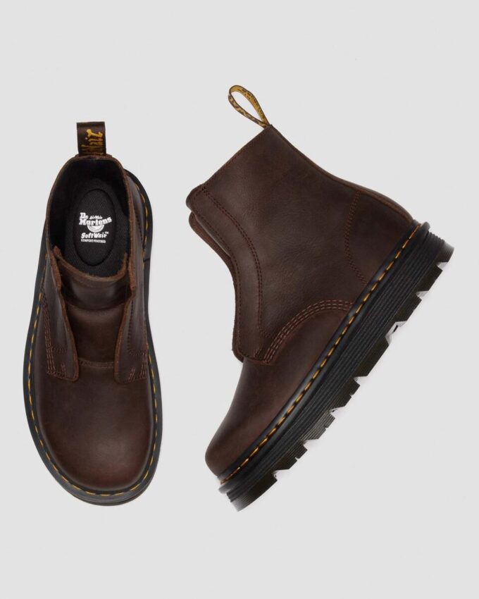 Zebzag Laceless Slip On Leather Boots