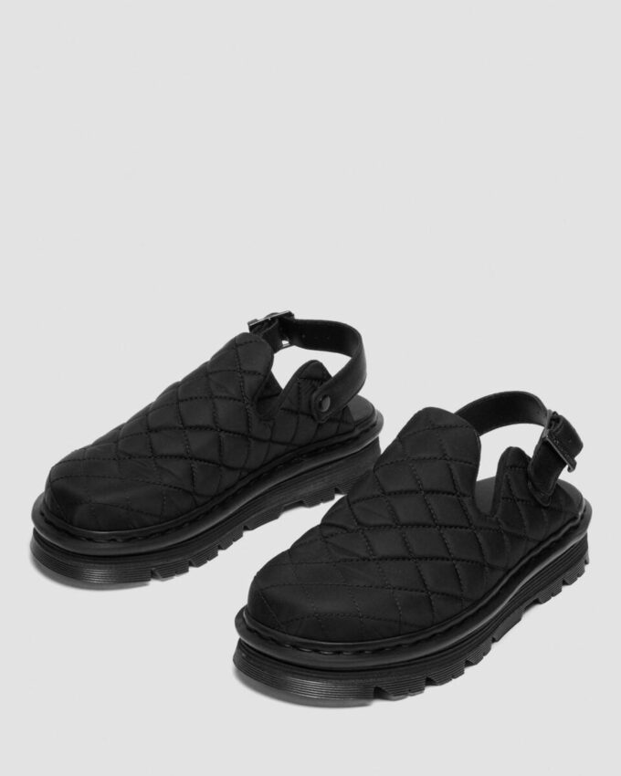 Zebzag Quilted Canvas Slingback Platform Mules