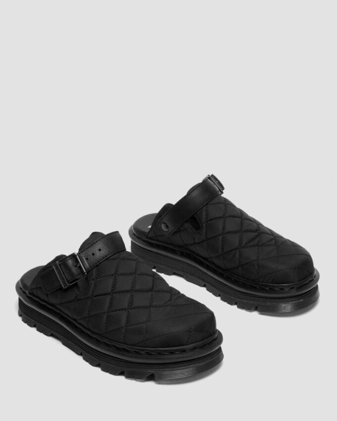 Zebzag Quilted Canvas Slingback Platform Mules