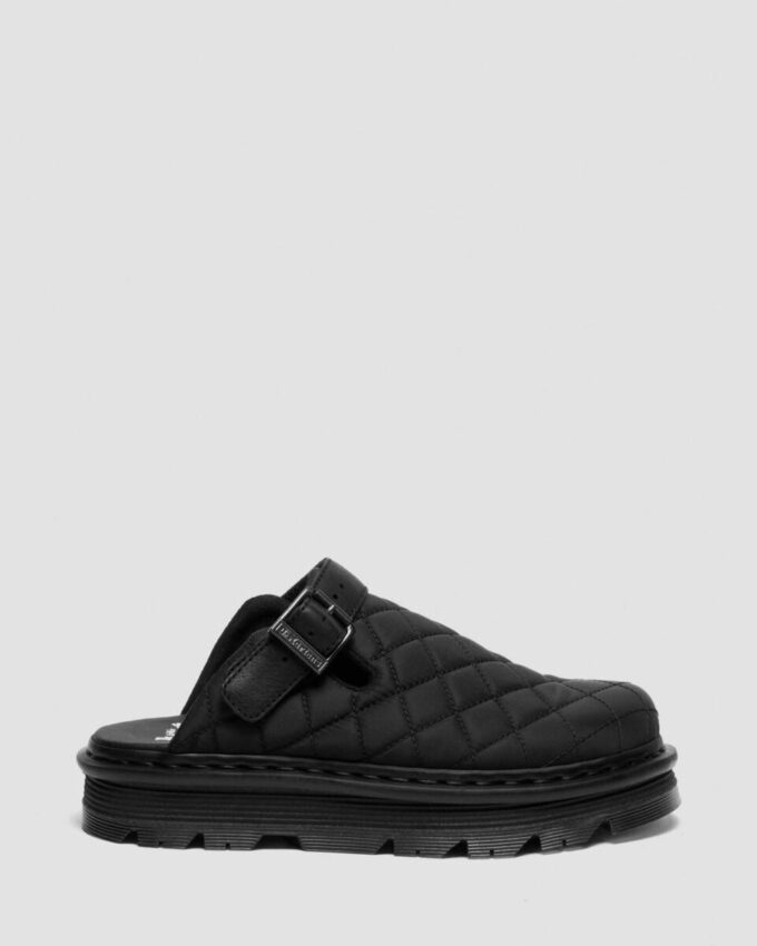 Zebzag Quilted Canvas Slingback Platform Mules